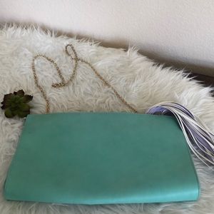 Bam Forever Aqua green lavender tassel purse